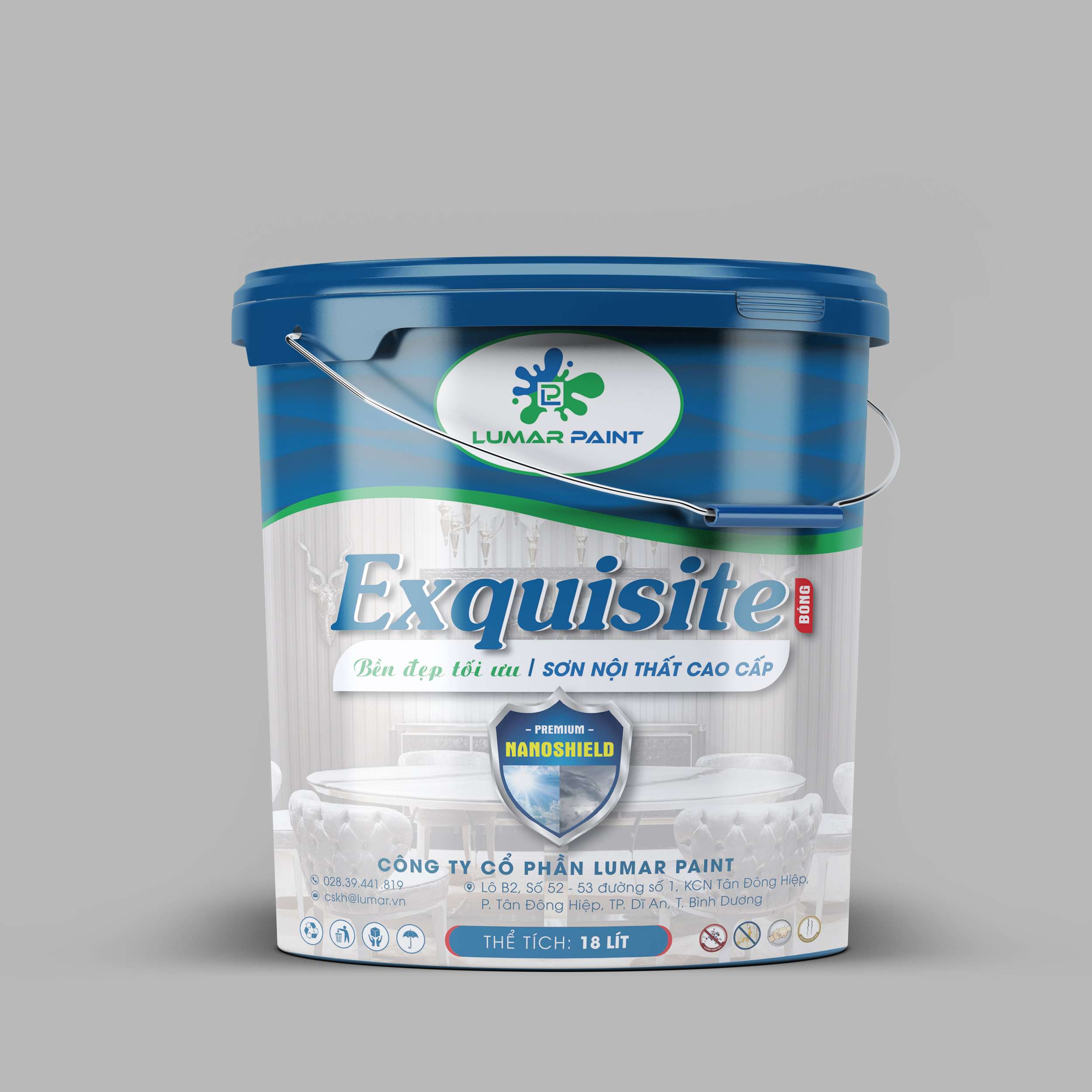 Sơn Bóng Nội Thất Cao Cấp - Lumar Exquisite Nanoshield - 18L