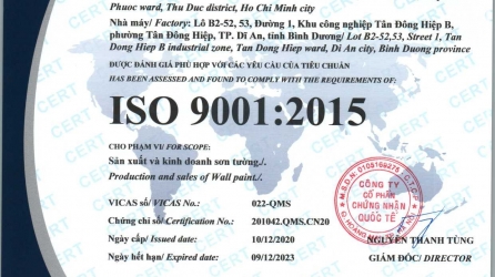 Lumar Paint đạt chứng nhận ISO 9001:2015