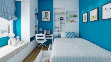 Nội thất phòng ngủ màu xanh đầy ấn tượng